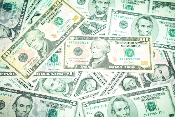 Çeşitli Amerikan Banknotlarına Yakın Çekim — Stok fotoğraf