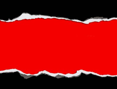 Kırmızı arkaplanda yırtılan delik