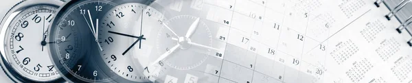 時計の顔とカレンダーの複合 — ストック写真