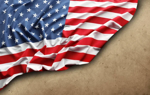 Amerykańska Flaga Brązowym Tle Betonu — Zdjęcie stockowe