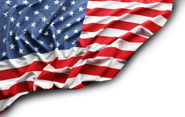 Închiderea Steagului American Fundal Alb — Fotografie, imagine de stoc