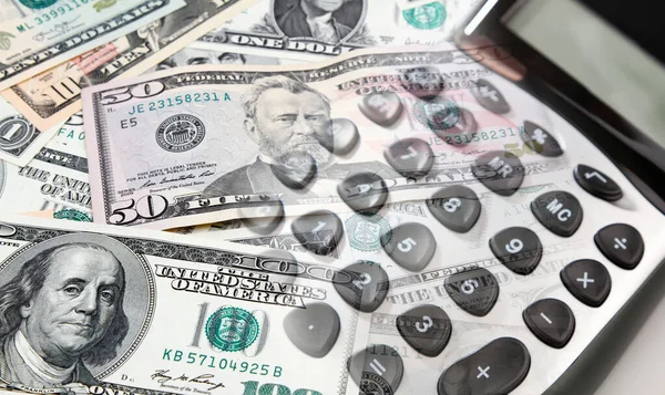 Kalkulator Amerykański Banknot Kompozyt — Zdjęcie stockowe
