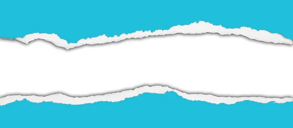 Ripped Blue Paper White Background Space Copy — Fotografia de Stock