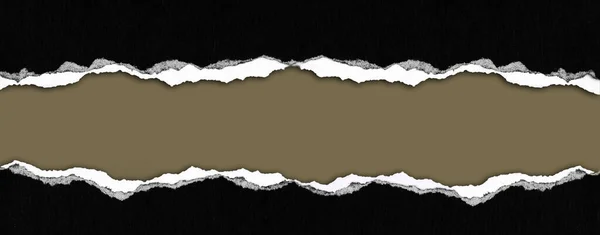 Ripped Black Paper Brown Background — Fotografia de Stock