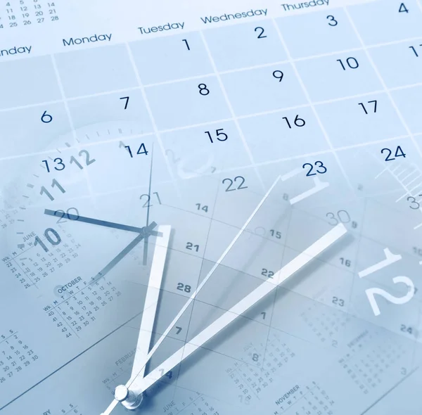 Clock Faces Calendars Composite — Stock Photo, Image