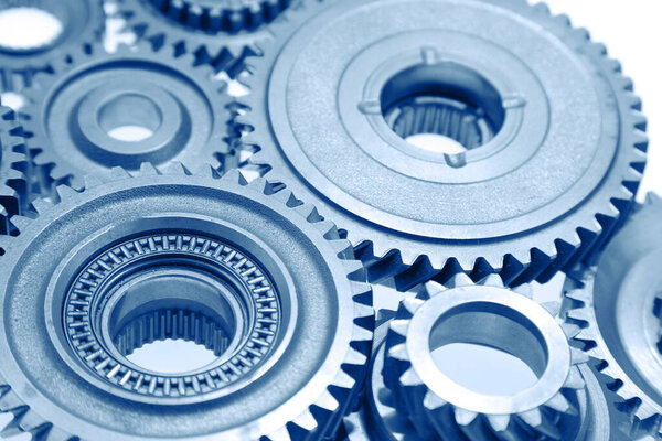 Metal cog wheel gears bonding together