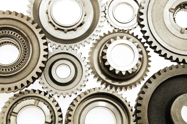 Metal Cog Wheel Gears Bonding Together — Foto Stock