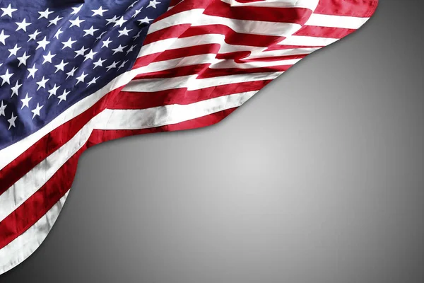 Bandera Americana Sobre Fondo Gris —  Fotos de Stock