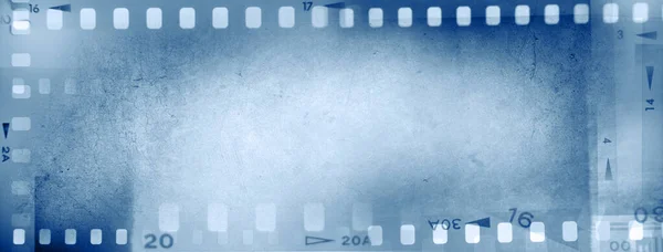 Blauwe Film Strip Negatieve Frames Achtergrond — Stockfoto