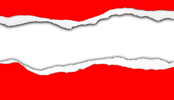 Дыра Разорвана Красной Бумагой Белом Фоне — стоковое фото