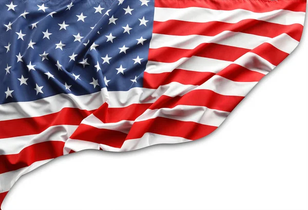 美国国旗在白色背景下的遮掩 — 图库照片