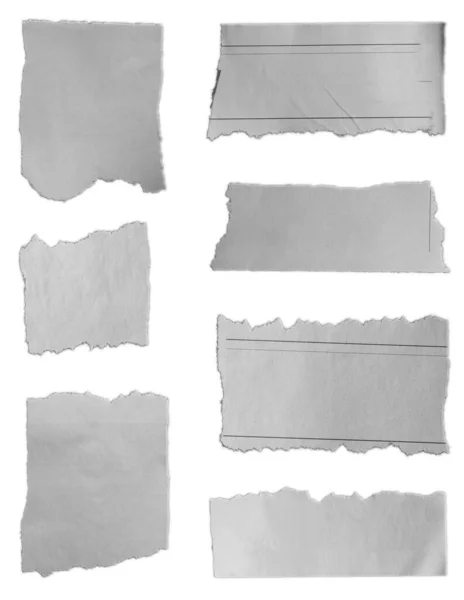 Sieben Stücke Zerrissenes Papier Auf Blankem Hintergrund — Stockfoto