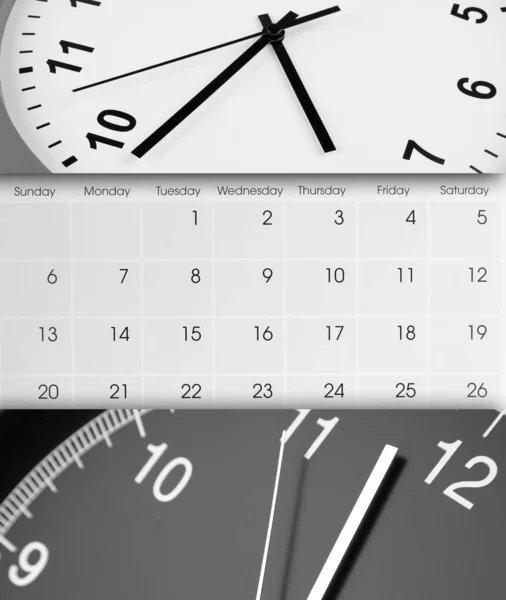Klok Gezichten Kalender Composiet — Stockfoto
