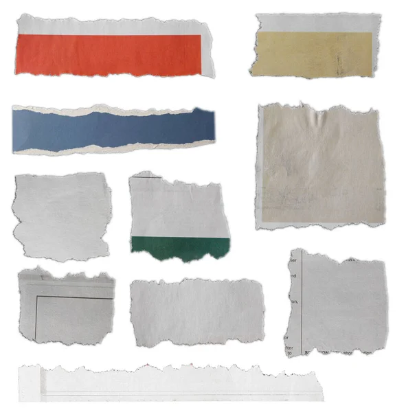 Ten Pieces Torn Paper Plain Background — Stock Photo, Image