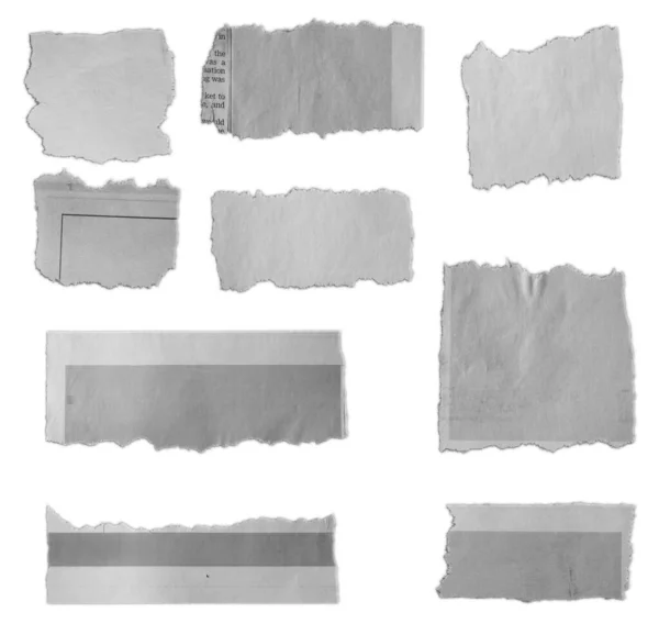 Düz Arka Plan Üzerinde Yırtılmış Kağıt Dokuz Adet — Stok fotoğraf