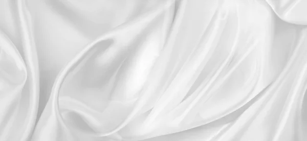 Gekräuselte Weiße Seide Textur Hintergrundfarbe — Stockfoto