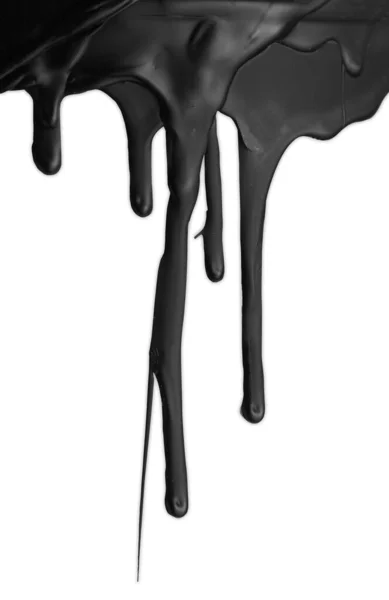 Black Paint Drips White Background — Stock Photo, Image