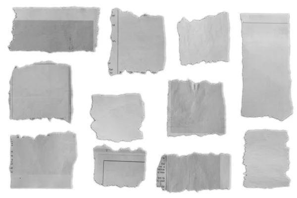Eleven Pieces Torn Paper Plain Background — Stock Photo, Image