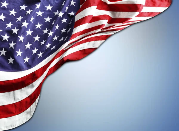 Amerykańska Flaga Niebieskim Tle — Zdjęcie stockowe