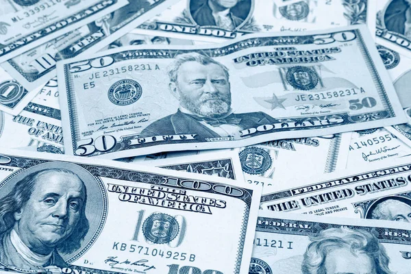 Çeşitli Amerikan Banknotlarına Yakın Çekim — Stok fotoğraf