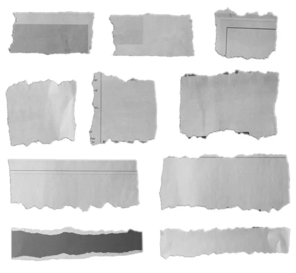Zehn Stücke Zerrissenes Papier Auf Blankem Hintergrund — Stockfoto
