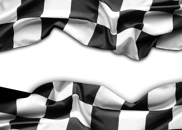 Bandera Carreras Cuadros Blanco Negro Sobre Fondo Blanco Copiar Espacio —  Fotos de Stock