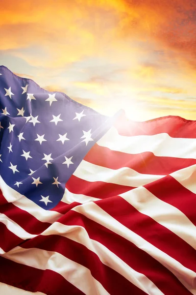 Bandera Americana Cielo Soleado —  Fotos de Stock