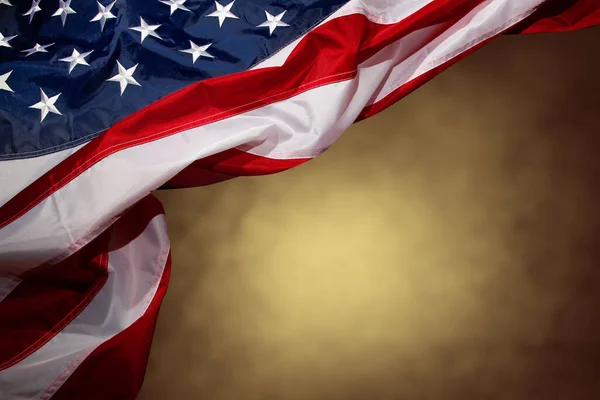 Amerikansk Flagga Brun Suddig Bakgrund — Stockfoto