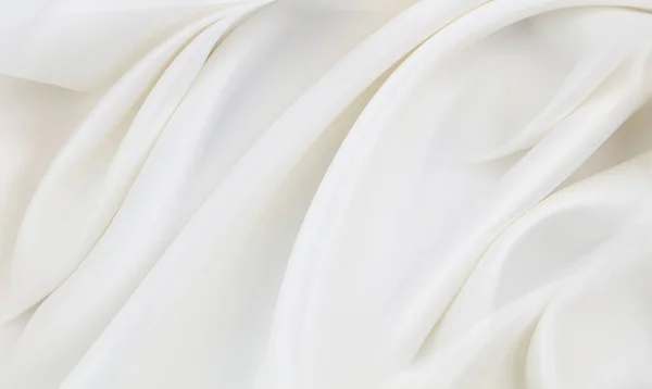 Tecido Seda Branco Ondulado Textura Backgroun — Fotografia de Stock