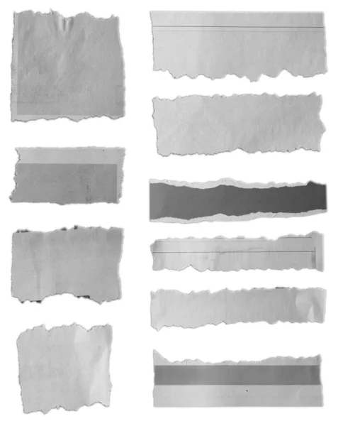 Zehn Stücke Zerrissenes Papier Auf Blankem Hintergrund — Stockfoto