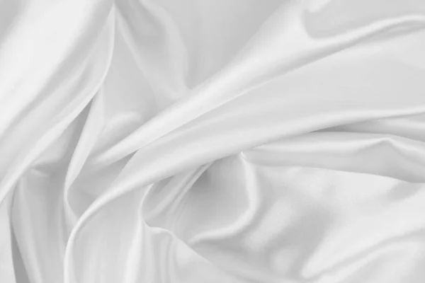 Rippled White Silk Fabric Texture Backgroun — Stock Photo, Image