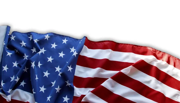 Крупный План Американского Флага Белом Фоне — стоковое фото