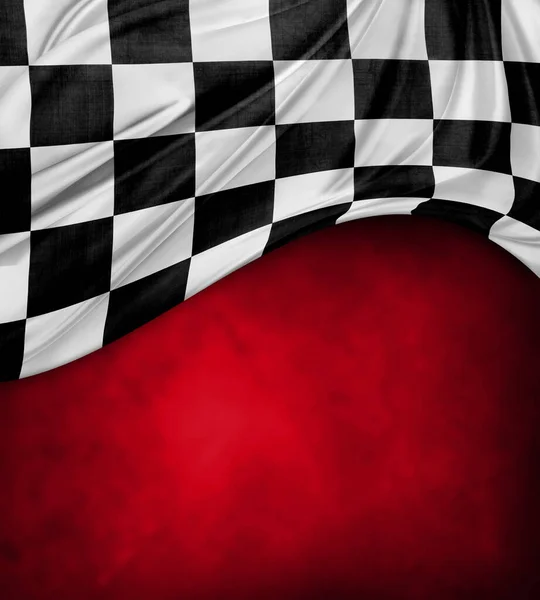 Bandiera Scacchi Bianco Nero Sfondo Rosso — Foto Stock