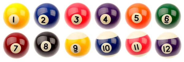 Twelve Pool Balls Isolated White Background — Stock Photo, Image