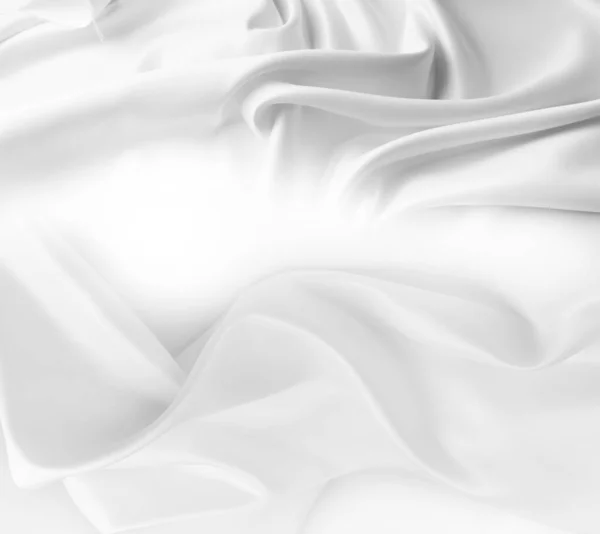 Close Rippled White Silk Fabric — Stock Photo, Image