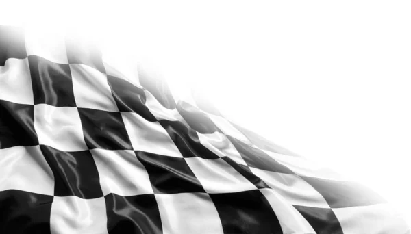 Checkered Black White Racing Flag White Copy Space — Stock Photo, Image