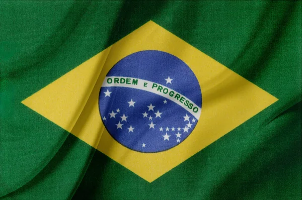 Close Van Zijdeachtige Braziliaanse Vlag — Stockfoto