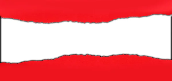 Разрыв Рваной Красной Бумаге Белом Фоне Спак Копирования — стоковое фото