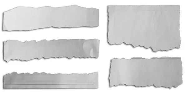 Five Pieces Torn Paper White Background — Stock Photo, Image