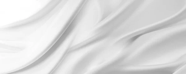 Gros Plan Tissu Soie Blanc Ondulé — Photo
