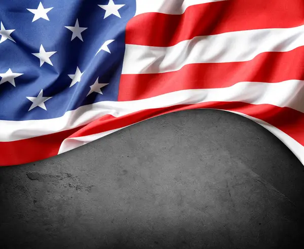 Close American Flag Grey Background — Stock Photo, Image