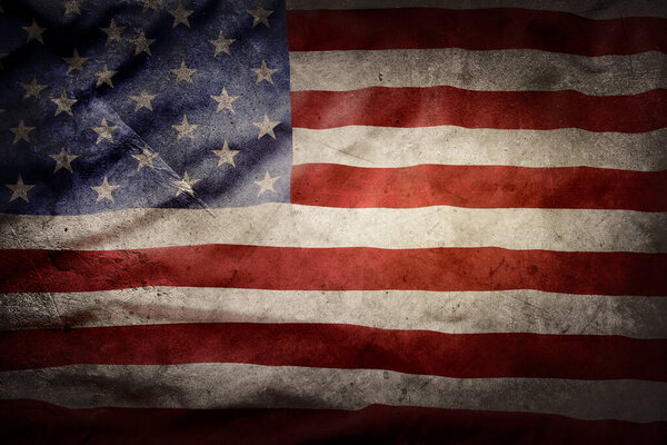 Close-up of grunge American flag