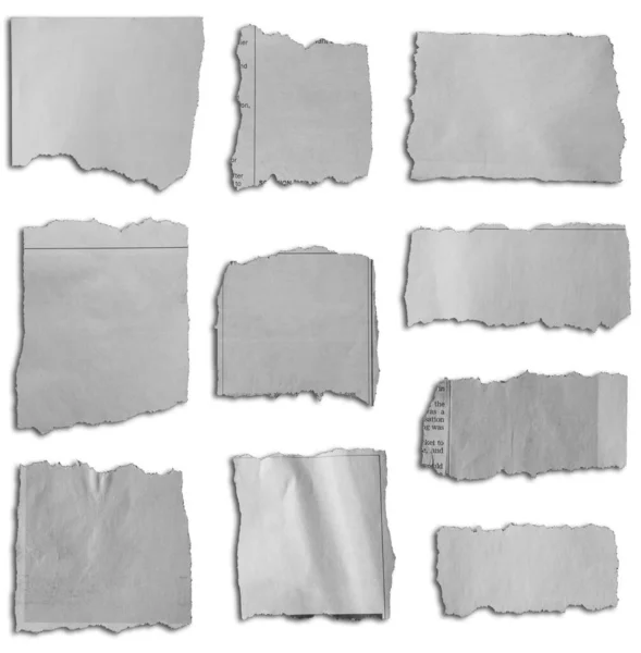 Ten Pieces Torn Paper White Background — Stock Photo, Image