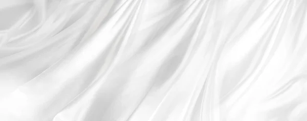 Closeup Rippled White Silk Fabric — Stock Photo, Image