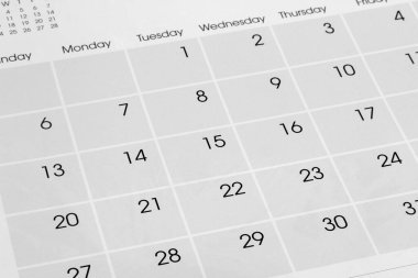 Takvim sayfa numaralarında Close-Up