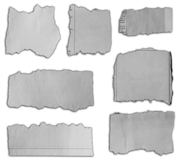 Seven Pieces Torn Paper White Background — Stock Photo, Image