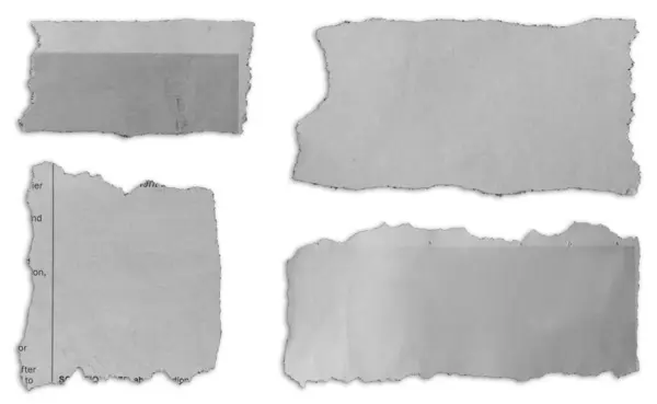 Four Pieces Torn Paper White Background — Stock Photo, Image