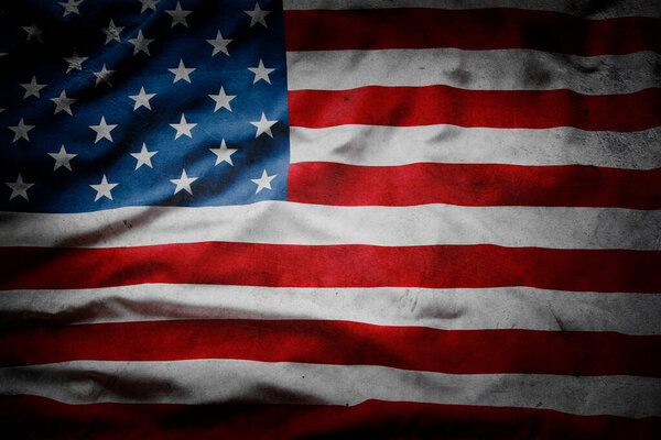 Close-up of grunge American flag
