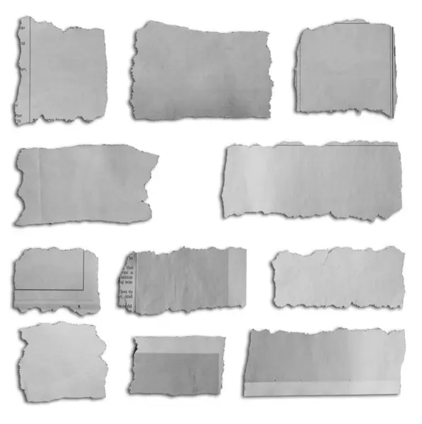 Eleven Pieces Torn Paper White Background — Stock Photo, Image