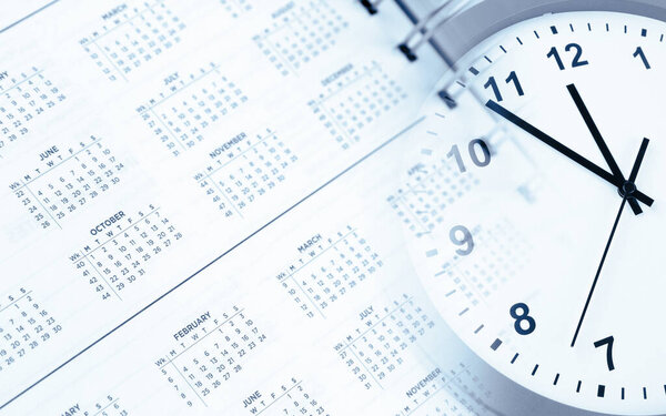 Clock face and calendar composite
